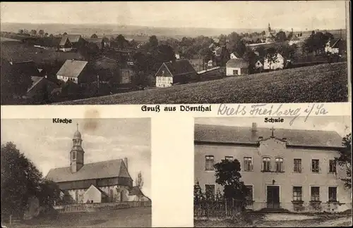 Ak Dörnthal Olbernhau im Erzgebirge Sachsen, Gesamtansicht, Kirche, Schule