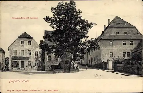 Ak Dippoldiswalde im Erzgebirge, Bismarckplatz mit Denkmal