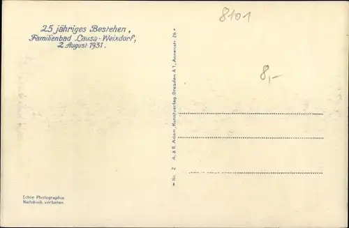 Ak Dresden Nord Lausa Weixdorf, 25jähriges Bestehen des Familienbades, 1931, Prinz Hermann Bad