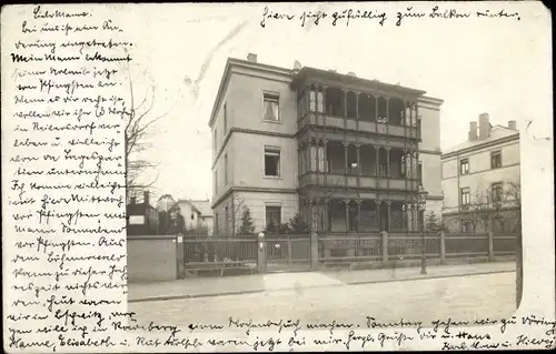 Foto Ak Dresden, Wohnhaus von der Straße gesehen, Villa