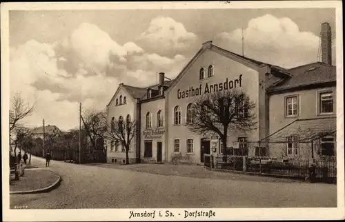 Ak Arnsdorf Sachsen, Dorfstraße, Gasthof Arnsdorf, Inh. Bruno Brückner