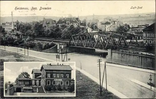 Ak Heidenau in Sachsen, Panorama, Luftbad, Gasthaus