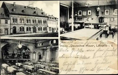 Ak Lössnitz Erzgebirge, Hotel Deutsches Haus, Saal, Billard