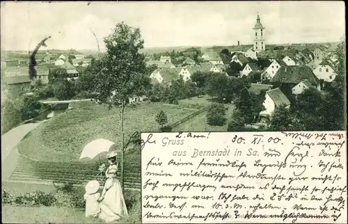 Ak Bernstadt auf dem Eigen in Sachsen, Blick auf den Ort