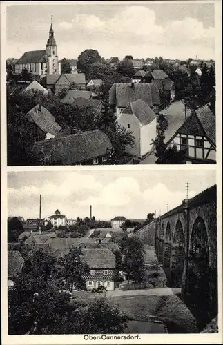 Ak Obercunnersdorf Kottmar in der Oberlausitz, Viadukt, Ortsansichten, Kirche