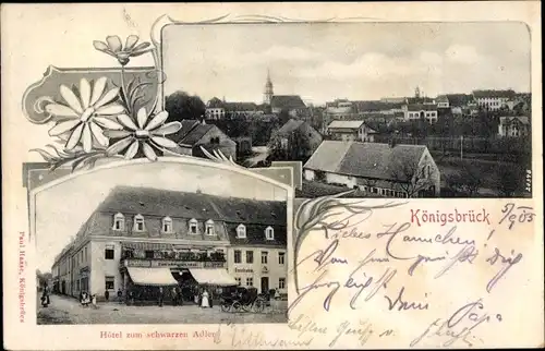 Ak Königsbrück in der Oberlausitz, Hotel zum schwarzen Adler, Panorama