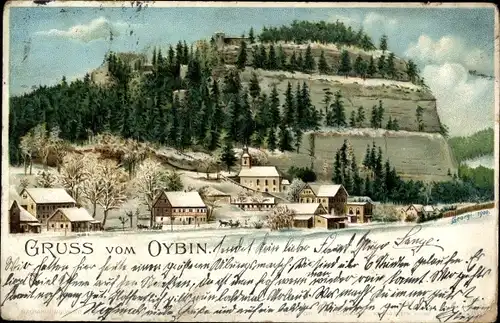 Künstler Litho Georgi, Oybin in Sachsen, Berg Oybin, Schnee, Winter