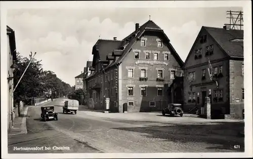 Ak Hartmannsdorf in Sachsen, Straßenpartie