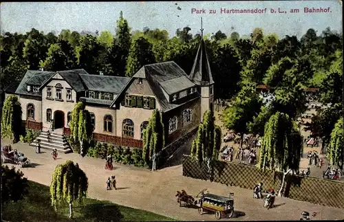 Ak Hartmannsdorf Leipzig, Park, Am Bahnhof, Garten