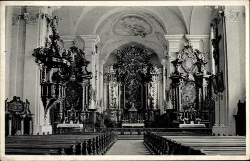 Ak Obermedlingen an der Donau, Innenansicht der Klosterkirche