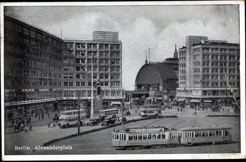 Ak Berlin Mitte, Alexanderplatz, Straßenbahn , Autobusse