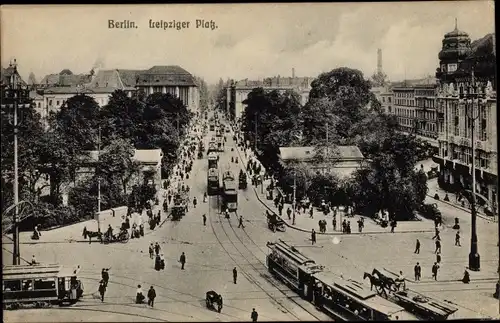 Ak Berlin, Leipziger Platz, Straßenbahn, Verkehr