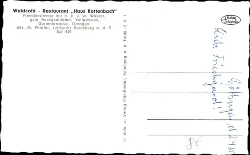 Ak Rotenburg an der Fulda, Waldcafe Haus Kottenbach