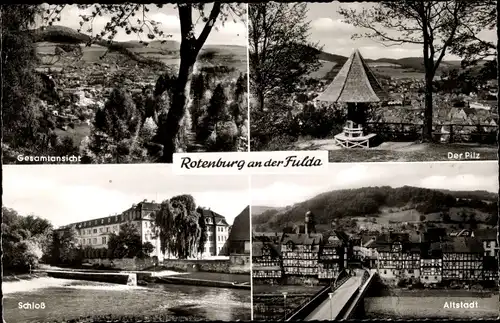 Ak Rotenburg an der Fulda, Altstadt, Panorama, Der Pilz, Schloss