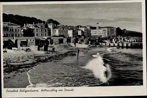 Ak Seebad Heiligendamm Bad Doberan, Wellenschlag, Strand