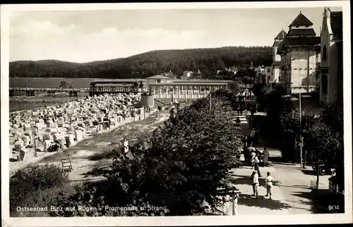 Ak Seebad Binz auf Rügen, Promenade, Strand