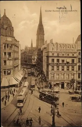 Ak Hamburg Mitte Altstadt, Portrait, Großer Burstah, Nicolaikirche