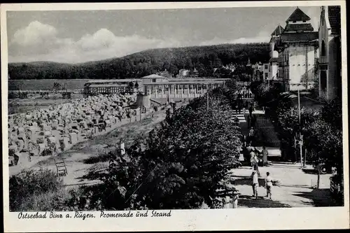 Ak Seebad Binz auf Rügen, Promenade, Strand