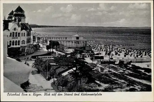 Ak Seebad Binz auf Rügen, Promenade, Strand, Kurkonzertplatz