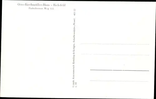 Ak Bielefeld in Nordrhein Westfalen, Otto Riethmüller Haus, Freizeithaus, Paderborner Weg 115