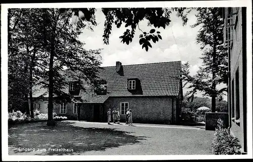 Ak Bielefeld in Nordrhein Westfalen, Otto Riethmüller Haus, Eingang Freizeithaus, Paderborner Weg