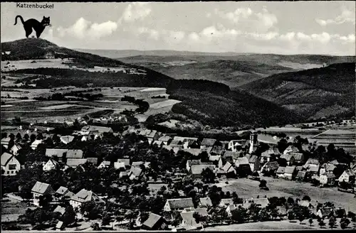 Ak Strümpfelbrunn Waldbrunn Odenwald, Panorama, Katzenbuckel