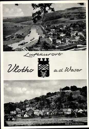 Ak Vlotho an der Weser, Fliegeraufnahme, Panorama, Amtshausberg