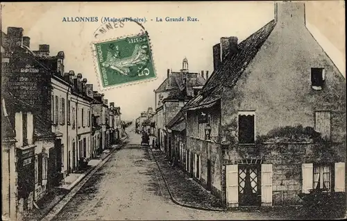 Ak Allonnes Maine et Loire, La Grande Rue