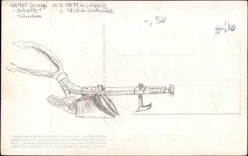 Künstler Ak Georgi, Walter, Pflügender Bauer