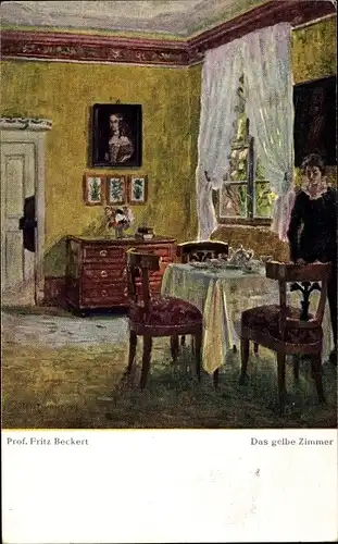 Künstler Ak Beckert, Fritz, Das gelbe Zimmer