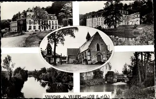 Ak Villiers sur Loir Loir et Cher, Châteaux, Moulin à eau, rivière