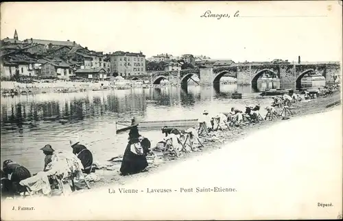 Ak Limoges Haute Vienne, Pont Saint Etienne, Laveuses
