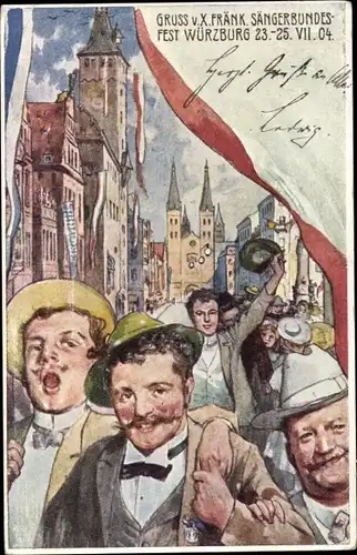 Ak Würzburg am Main Unterfranken, X. Fränkisches Sängerbundesfest 1904