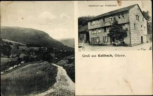 Ak Kailbach im Odenwald Oberzent, Gasthaus zur Waldeslust, Blick auf den Ort