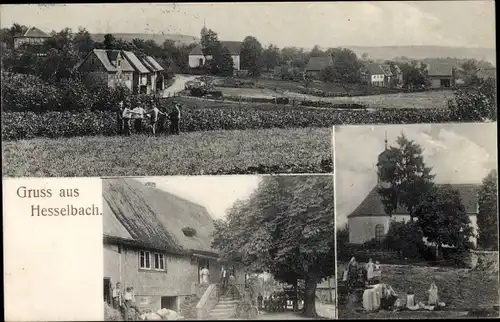 Ak Hesselbach Oberzent im Odenwald, Kirche, Ortsansichten