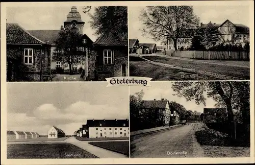 Ak Steterburg Salzgitter in Niedersachsen, Gutshof, Kirche, Siedlung, Dorfstraße