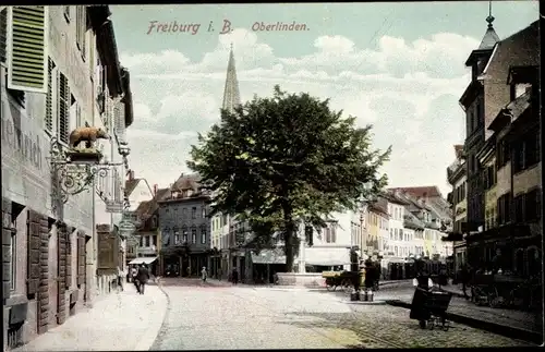 Ak Oberlinden Freiburg im Breisgau, Gasthaus, Frau mit Kinderwagen