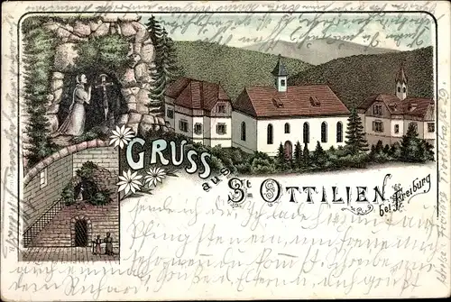 Litho Waldsee Freiburg im Breisgau, Waldheiligtum Sankt Ottilien