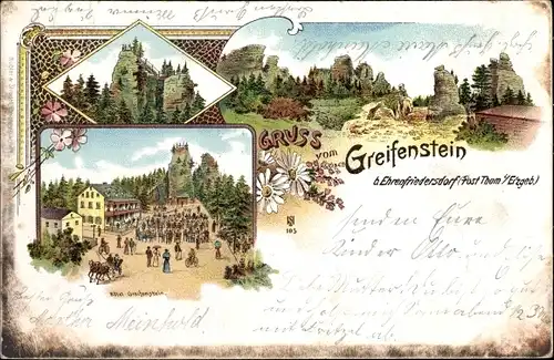 Litho Ehrenfriedersdorf im Erzgebirge, Greifenstein, Hotel, Felsformationen