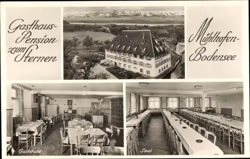 Ak Uhldingen Mühlhofen am Bodensee, Gasthaus zum Sternen, Innenansicht