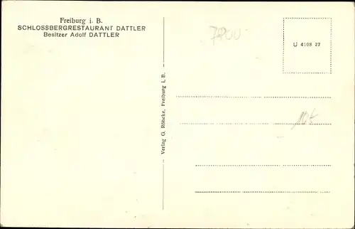 Ak Freiburg im Breisgau Baden Württemberg, Schlossbergrestaurant