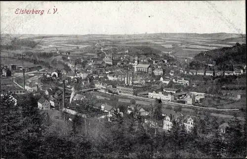 Ak Elsterberg an der Weißen Elster Vogtland, Totalansicht der Ortschaft