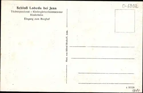 Ak Lobeda Jena in Thüringen, Schloss Lobeda, Töchterpensionat, Schülerheim, Eingang zum Burghof