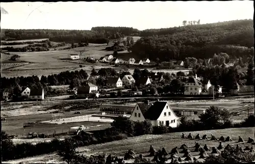 Ak Ilbeshausen Hochwaldhausen Grebenhain Hessen, Gesamtansicht, Pension Haus am Hegholz