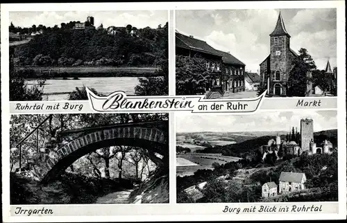 Ak Blankenstein an der Ruhr Hattingen, Markt, Burg, Panorama, Vogelschau, Irrgarten
