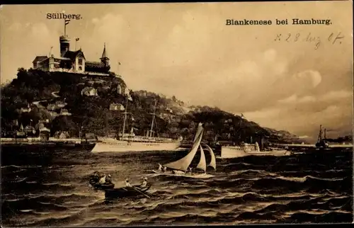 Ak Hamburg Altona Blankenese, Süllberg, Boote