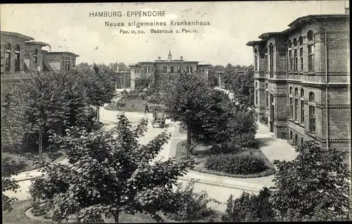 Ak Eppendorf Hamburg, Allgemeines Krankenhaus, Pav. 10, 20, Badehaus u. Pav. 11