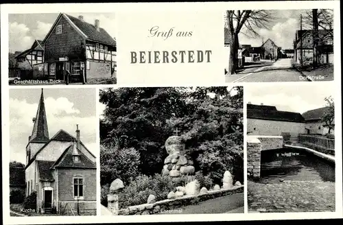 Ak Beierstedt in Niedersachsen, Geschäft Beck, Kirche, Ehrenmal, Dorfstraße