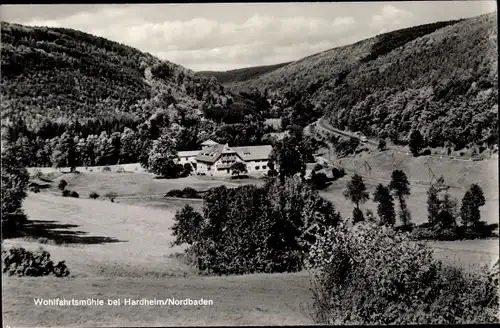 Ak Hardheim Nordbaden, Wohlfahrtsmühle, Berge, Tal, Wälder