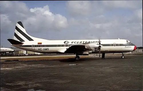 Ak Ecuadorianisches Passagierflugzeug, Ecuatoriana, Lockheed L. 188A Electra, HC-AMS